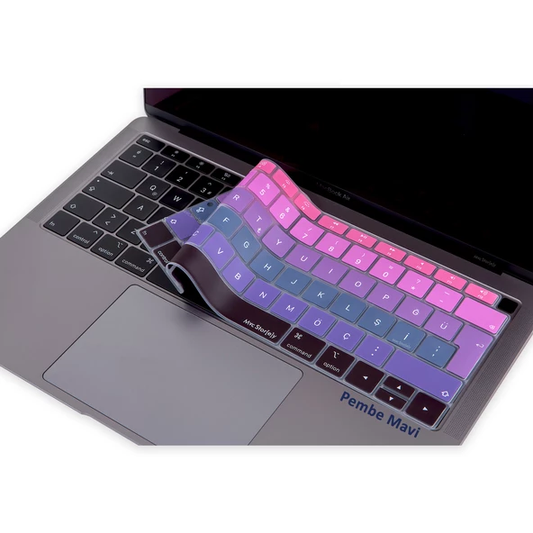 Macbook Air 13inç Klavye Koruyucu TouchID'li (Türkçe Q) A1932 Modeli ile Uyumlu Ombre (2018-2019) - 3