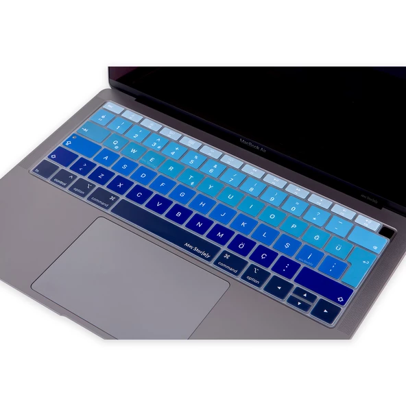 Macbook Air 13inç Klavye Koruyucu TouchID'li (Türkçe Q) A1932 Modeli ile Uyumlu Ombre (2018-2019) - 8