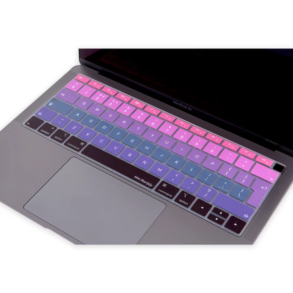 Macbook Air 13inç Klavye Koruyucu (UK-EU İngilizce) Ombre TouchID'li A1932 ile Uyumlu - 5