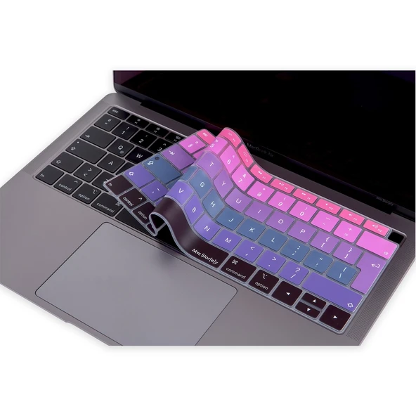 Macbook Air 13inç Klavye Koruyucu (UK-EU İngilizce) Ombre TouchID'li A1932 ile Uyumlu - Resim 3