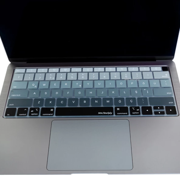 McStorey MacBook Air 13 A1932 Türkçe Q çeviri klavye koruyucu US klavyeyi Türkçeye çevirir ince silikon - 6