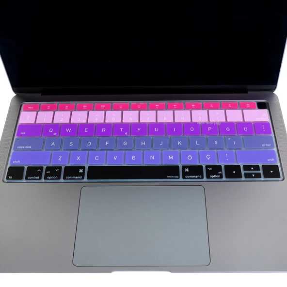 McStorey MacBook Air 13 A1932 Türkçe Q çeviri klavye koruyucu US klavyeyi Türkçeye çevirir ince silikon - 5