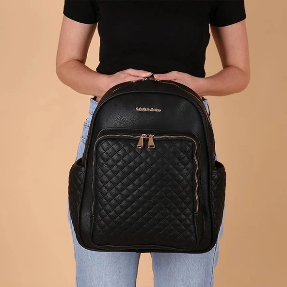 M&Y Dust Deri Anne Bebek Bakım Sırt Çantası 7130 Siyah - 5