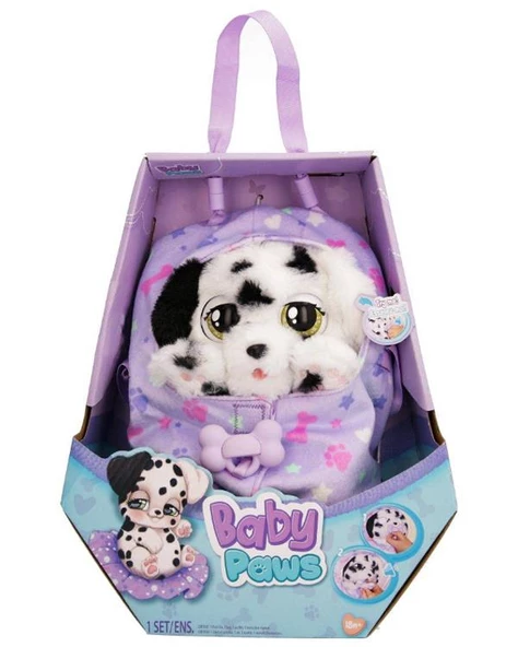 Baby Paws Sesli Yavru Köpek Pelüş 20 cm Dalmaçyalı Mor Çanta