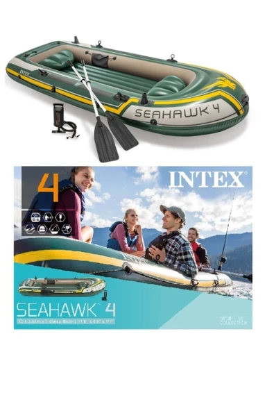 Miajima Yeşil Intex Şişme Seahawk 4 Bot Set 480 Kg 351x145x48 Cm