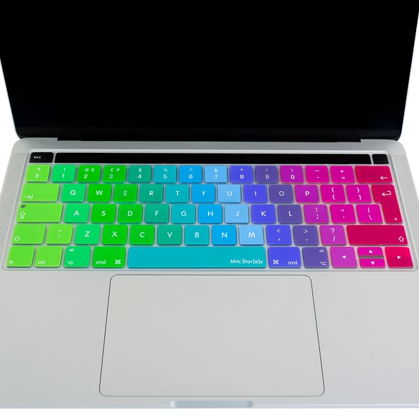 MacBook Pro Klavye Koruyucu Silikon UK İngilizce İnce Yıkanabilir Touch Bar 13-15 inç Ters L Enter - Resim 3