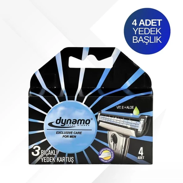 Dynamo 3 Bıçaklı Sistem Erkek Tıraş Bıçağı ve 4 Adet Yedek Kartuş - Resim 4