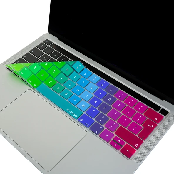 MacBook Pro Klavye Koruyucu Silikon UK İngilizce İnce Yıkanabilir Touch Bar 13-15 inç Ters L Enter ürün görseli 1
