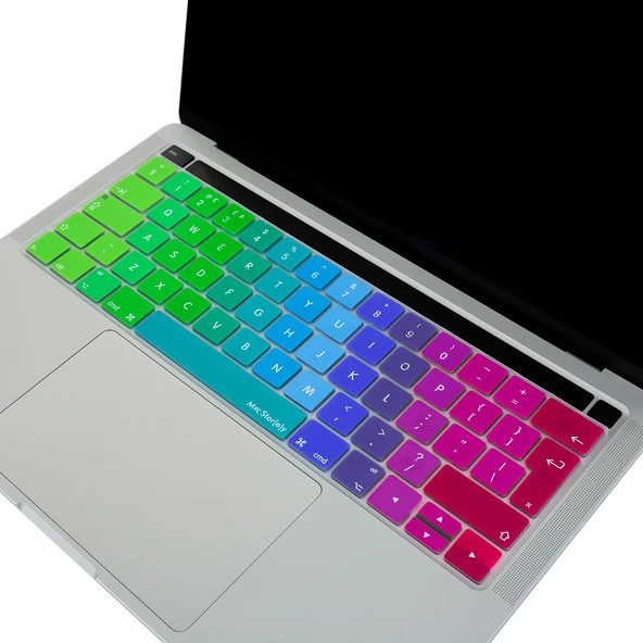 MacBook Pro Klavye Koruyucu Silikon UK İngilizce İnce Yıkanabilir Touch Bar 13-15 inç Ters L Enter - Resim 2