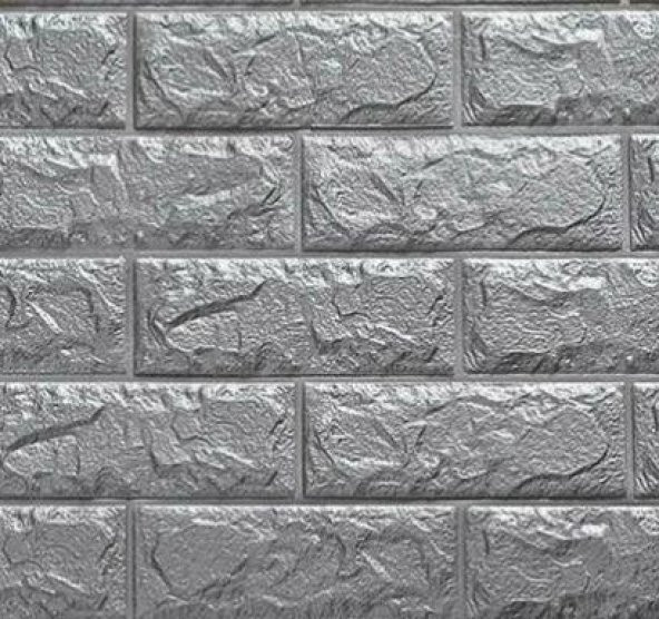 Renkli Duvarlar NW02 GRİ KENDİNDEN YAPIŞKANLI ESNEK SÜNGER 3D DUVAR KAĞIDI PANELİ 70x77 CM - 2