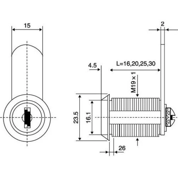 Mandallı Çekmece Kapak Kilidi 20 mm - 2
