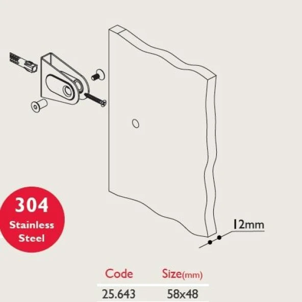 Gürçay Paslanmaz Kabin Mobilya Bağlantısı U 12Mm - 2