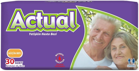 Actual Yetişkin Hasta Bezi Bel Bantlı S - Small - Küçük 120 Adet (4PK*30) - Resim 2