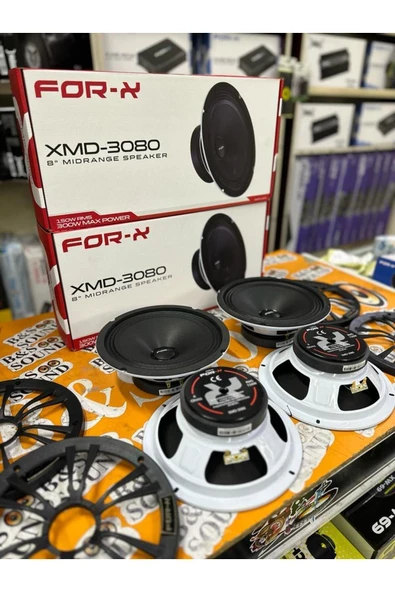 FORX5 3080 20 Cm Midrange 2 Takım 4 Adet Beyaz RenK Yazılı Kapaklı 300 Wat 150 Rms - 3