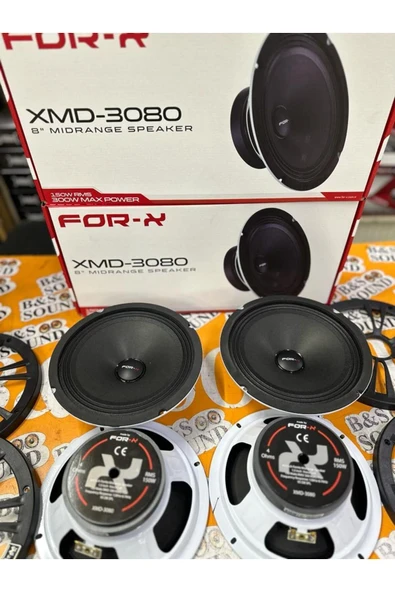 FORX5 3080 20 Cm Midrange 2 Takım 4 Adet Beyaz RenK Yazılı Kapaklı 300 Wat 150 Rms - 4