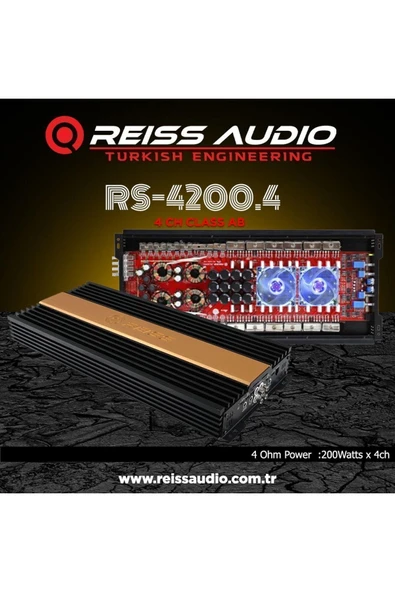 Reiss RS-4200.4 AB 4KANAL EFSANE SERİ OTO AMFİ ANFİ 4CH-4 OHM 200W-RMS 4 OHM BRIDGED 2CHx650W