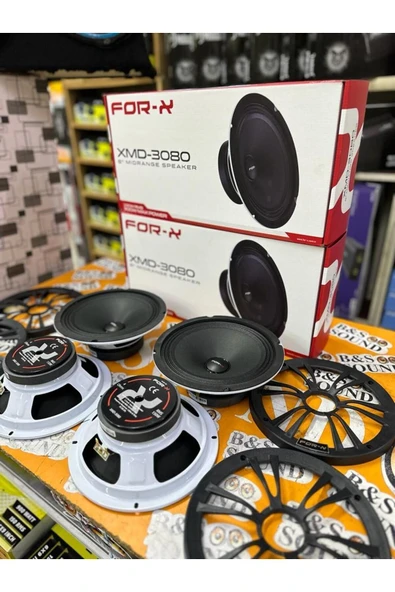 FORX5 3080 20 Cm Midrange 2 Takım 4 Adet Beyaz RenK Yazılı Kapaklı 300 Wat 150 Rms - 6