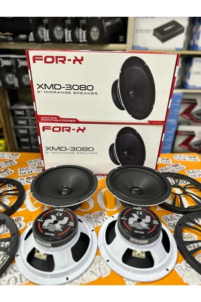 FORX5 3080 20 Cm Midrange 2 Takım 4 Adet Beyaz RenK Yazılı Kapaklı 300 Wat 150 Rms - 5