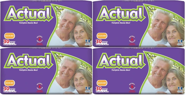 Actual Yetişkin Hasta Bezi Bel Bantlı S - Small - Küçük 120 Adet (4PK*30) ürün görseli