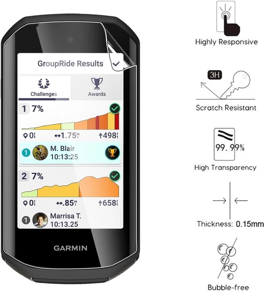 Garmin Edge 1050 GPS Uyumlu 2 Adet Ön Body Şeffaf Ultra Ekran Koruyucu Nano Jelatin - 2