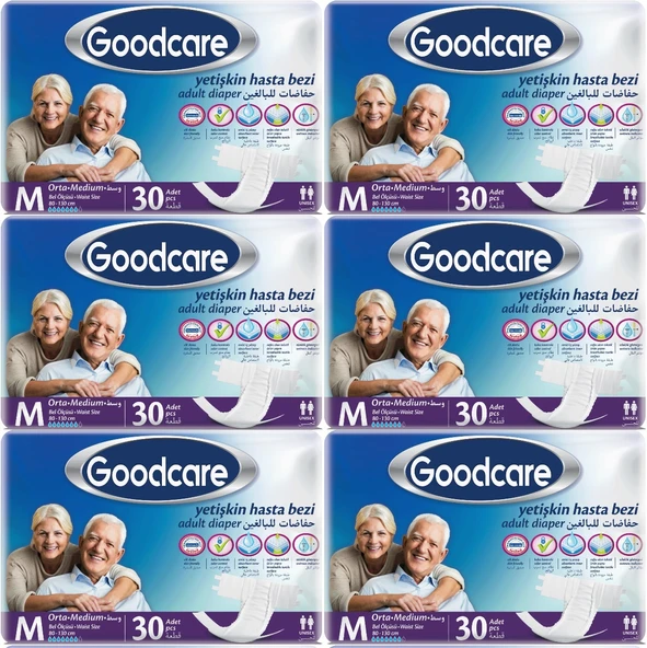 Goodcare Hasta Bezi Yetişkin Bel Bantlı Tekstil Yüzey M Medium - Orta 180 Adet (6PK*30)