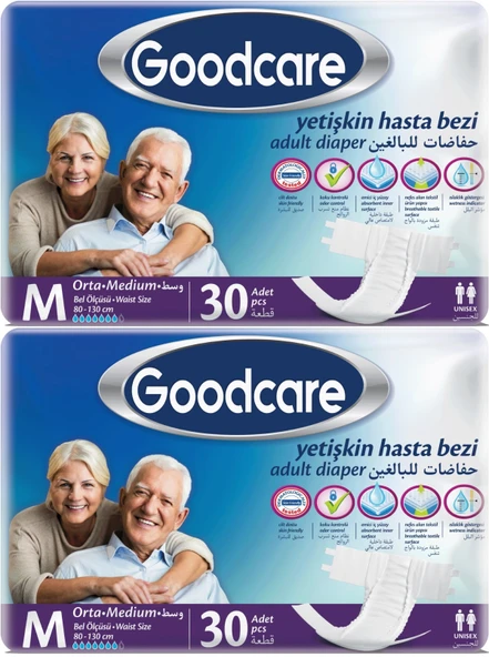 Goodcare Hasta Bezi Yetişkin Bel Bantlı Tekstil Yüzey M Medium - Orta 60 Adet (2PK*30) ürün görseli