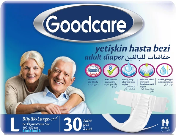Goodcare Hasta Bezi Yetişkin Bel Bantlı Tekstil Yüzey L Large - Büyük 90 Adet (3PK*30) - Resim 2