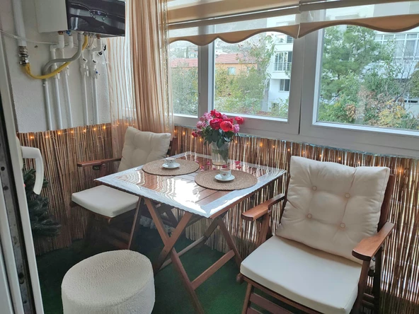 Antalya Katlanır Ahşap Bahçe Balkon Seti: 60x80 Masa + 2 Minderli Sandalye - 4