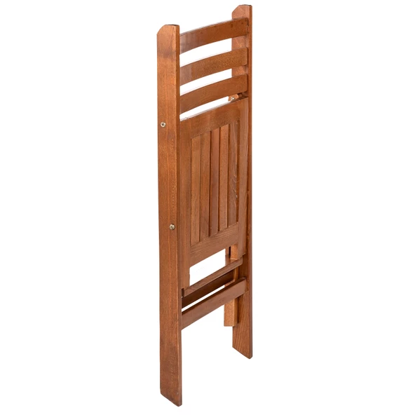 Albatros Ahşap Bahçe Balkon Seti: 80x140 Sabit Masa + 4 Katlanır Sandalye - 6