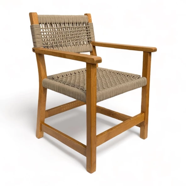 Taksim Ahşap Bahçe Takımı: 100x180 Masa + 4 Sandalye + 40x180 Bank Set, Masif Kestane - 7