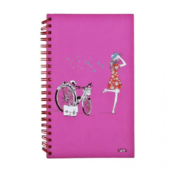 Sevimli Kız Spiralli Sert Kapaklı Pembe Defter