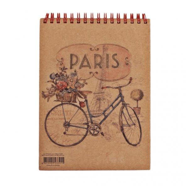 Paris Spiralli Kraft Kapaklı Çizgili Defter