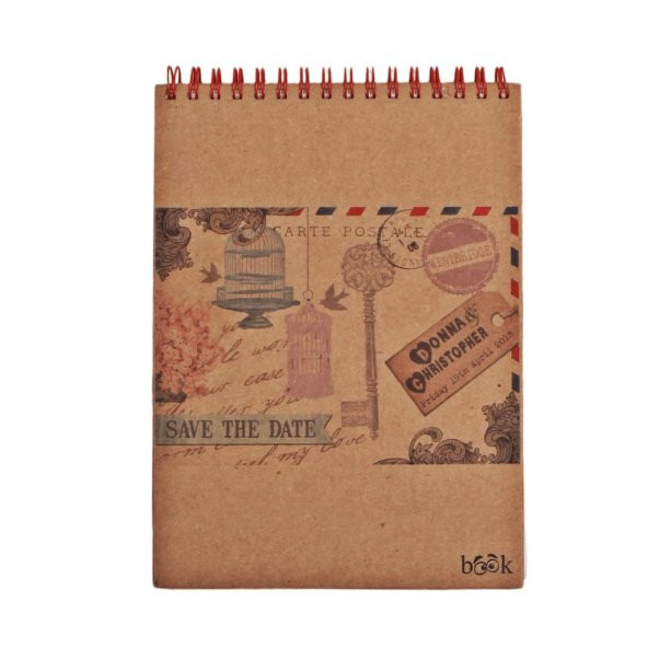 Save The Date Spiralli Kraft Kapaklı Çizgili Defter