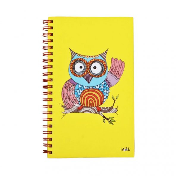 Sevimli Baykuş Spiralli Sert Kapaklı Sarı Defter
