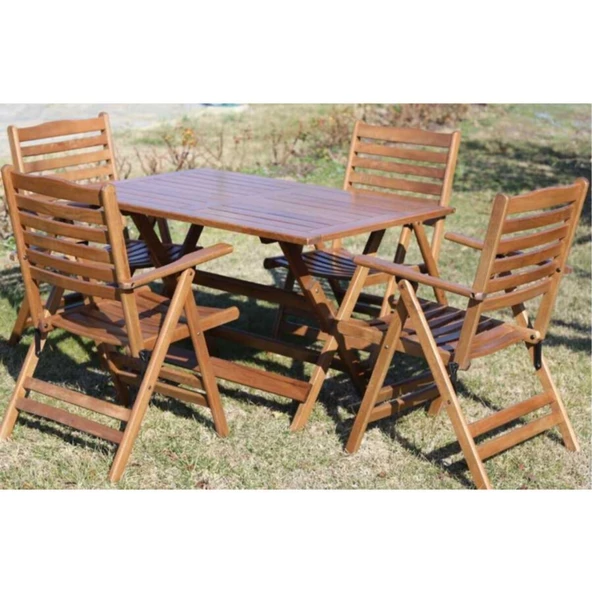 Madrid İstanbul Bahçe Balkon Takımı: 80x140 Masa + 4 Sandalye Katlanır Set - Resim 2