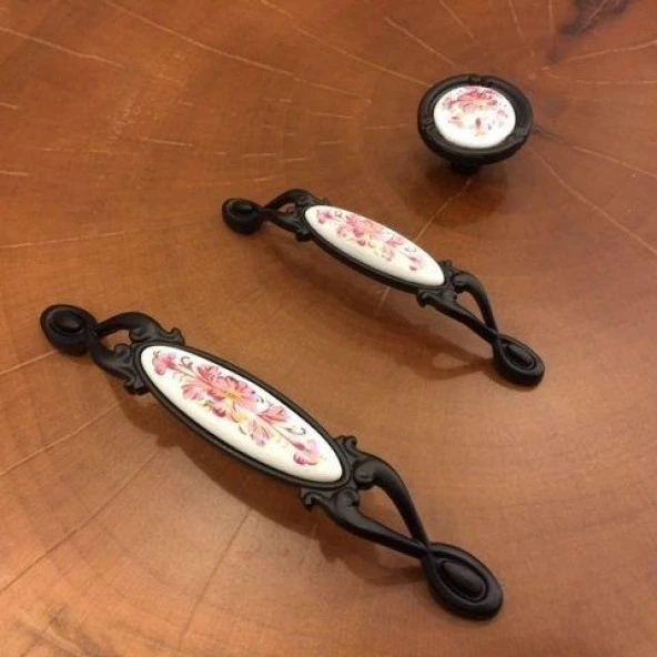 Narin Porselen Kulp Siyah Düğme (2 Adet) - Resim 3