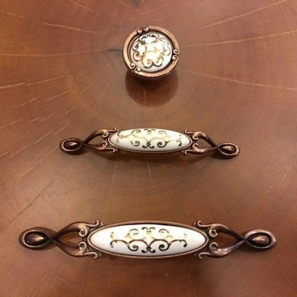 Narin Porselen Kulp Bakır Düğme (2 Adet) - Resim 2