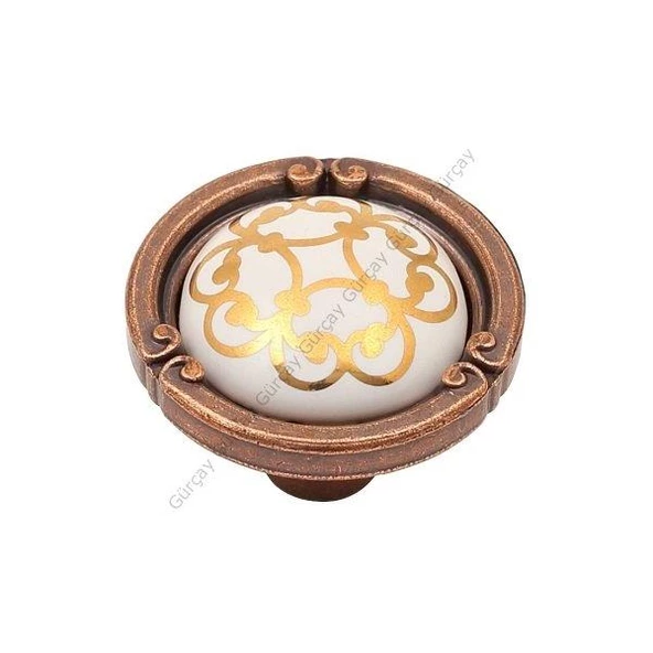 Narin Porselen Bakır Çekmece Kapak Kulpu (2 Adet) - 4