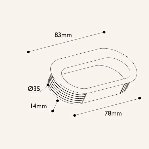 Gömme Kulp Oval - 3