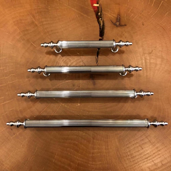 Gürçay Lüks Çizgili Çubuk Kulp Krom Çekmece Kapak Kulpu (2 Adet) - 2