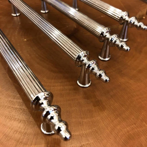 Gürçay Lüks Çizgili Çubuk Kulp Krom Çekmece Kapak Kulpu (2 Adet) - 4