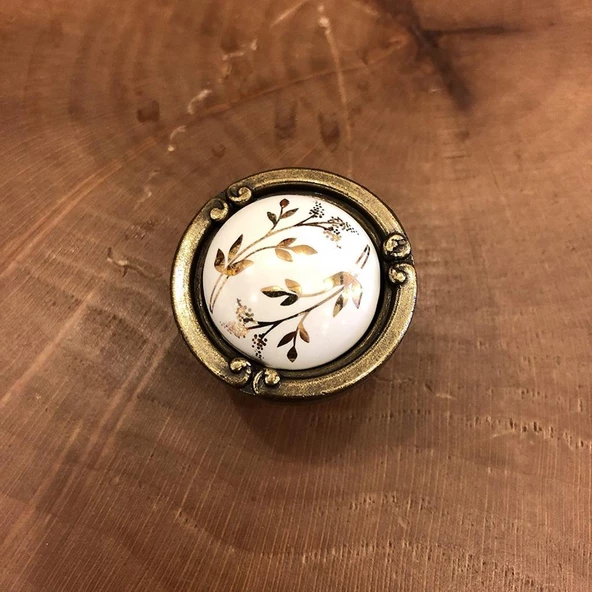 Narin Porselen Antik Çekmece Kapak Kulpu - 2 Adet - 7