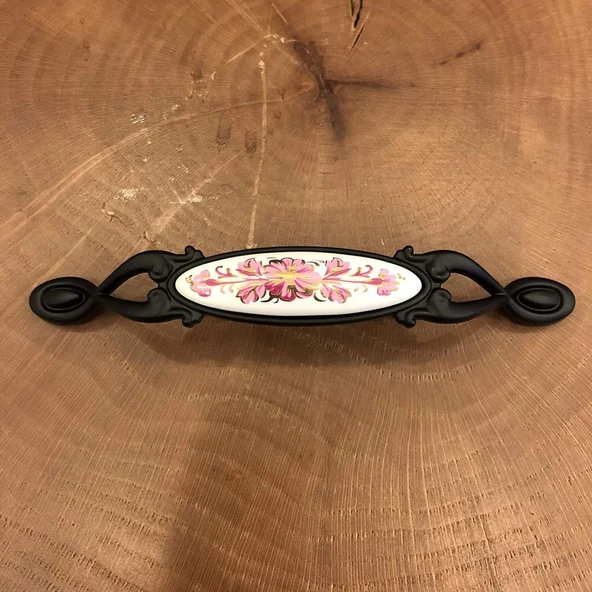 Narin Porselen Siyah Pembe Çekmece Kapak Kulpu (2 Adet) - Resim 4