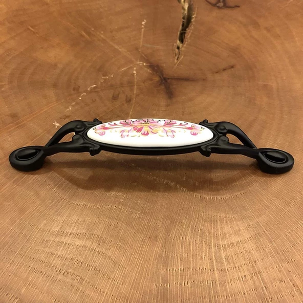 Narin Porselen Siyah Pembe Çekmece Kapak Kulpu (2 Adet) - Resim 5