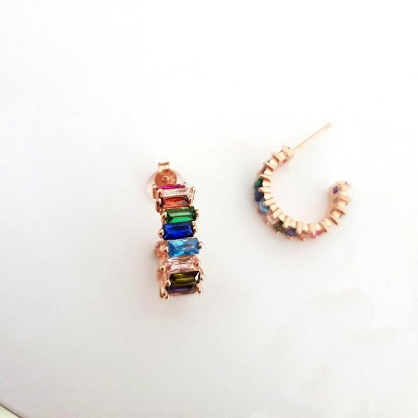 Multicolour Halka Küpe (Baget Taşlı Küpe)
