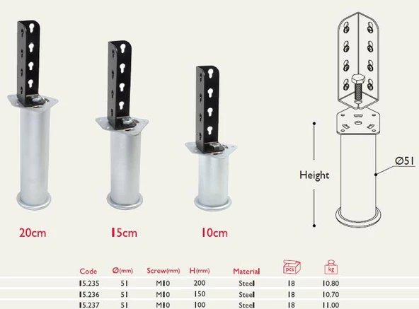 Köşebentli Yatak Baza Ayağı 4'lü - Resim 4