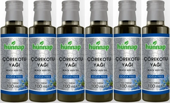 Hünnap Çörekotu Yağı 100ML (Soğuk Pres) (6 Lı Set)