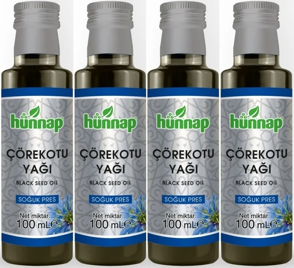 Hünnap Çörekotu Yağı 100ML (Soğuk Pres) (4 Lü Set)