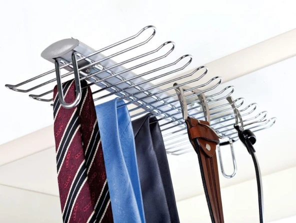 Tavan Bağlantılı Raylı Kravat Kemer Eşarp Askısı