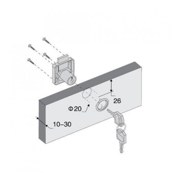 Çekmece Kapak Dolap Mobilya Kilidi Kare - 2